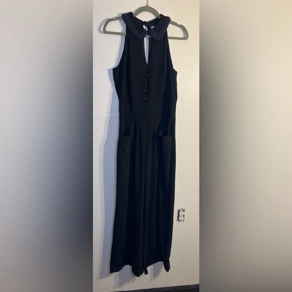 Anthropologie Elevenses Coraline Beaded Collar Jumpsuit - Picture 2 of 7